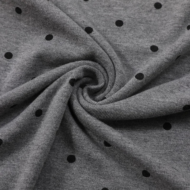 American Vintage Polka Dot Pullovers Women Spring Autumn Slim Fit Long Sleeve