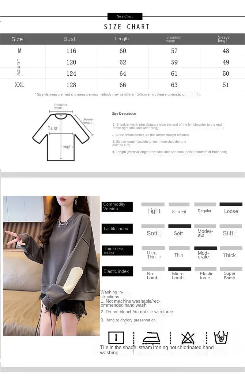 Western Design Round Neck Pullover Thin Sweatshirt for Women Korean Style Loose and Versatile