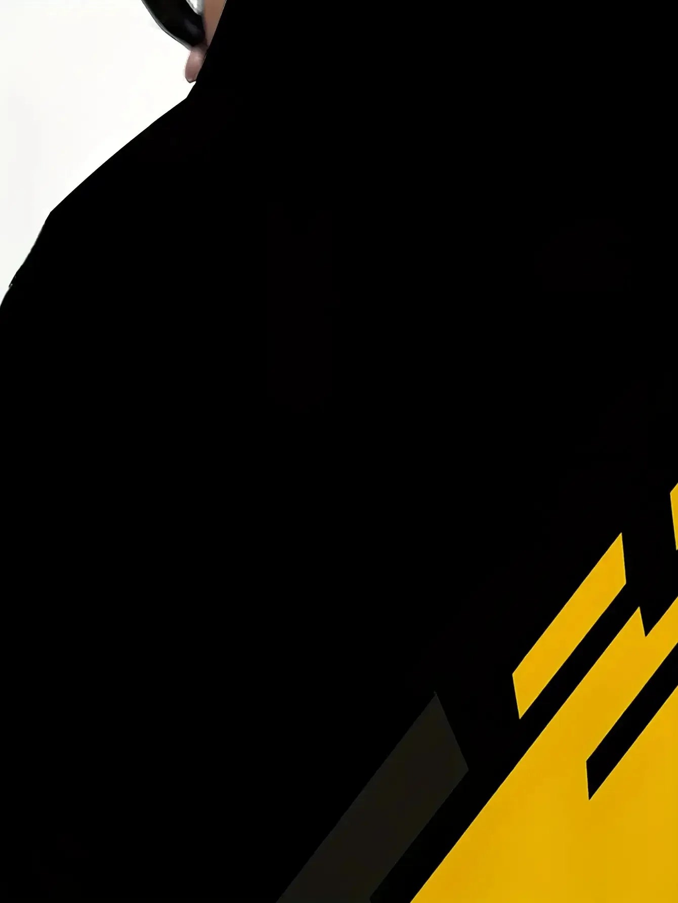 Men s Stylish Color Blocked Hooded Sweatshirt Trendy Black & Yellow Sportswear for Fall Spring