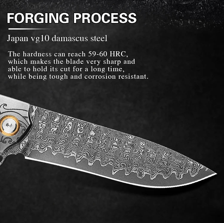 Handmade Damascus Steel Pocket Knife, Men s and Women s Folding Knife, Outdoor