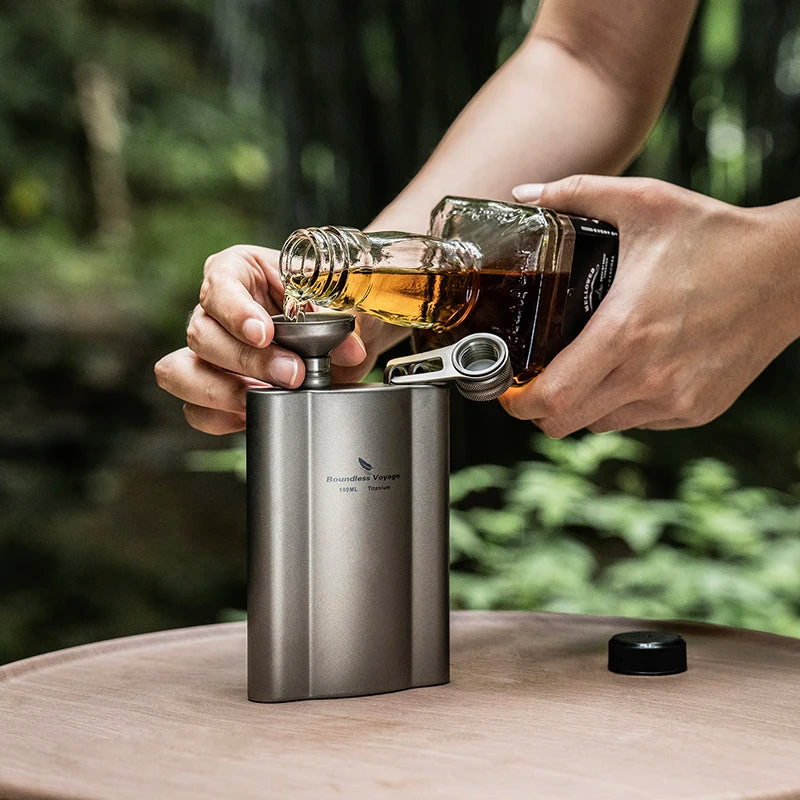 Фляжка Boundless Voyage Titanium Hip Flask 180 мл / 240 мл, ультралегкая, маленькая бутылка для ликера