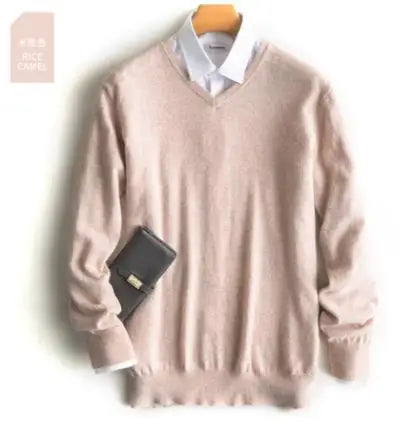 Classic Pullover V Neck Sweater Men Autumn Winter Cashmere Cotton Blend Warm Jumper Clothes Pull