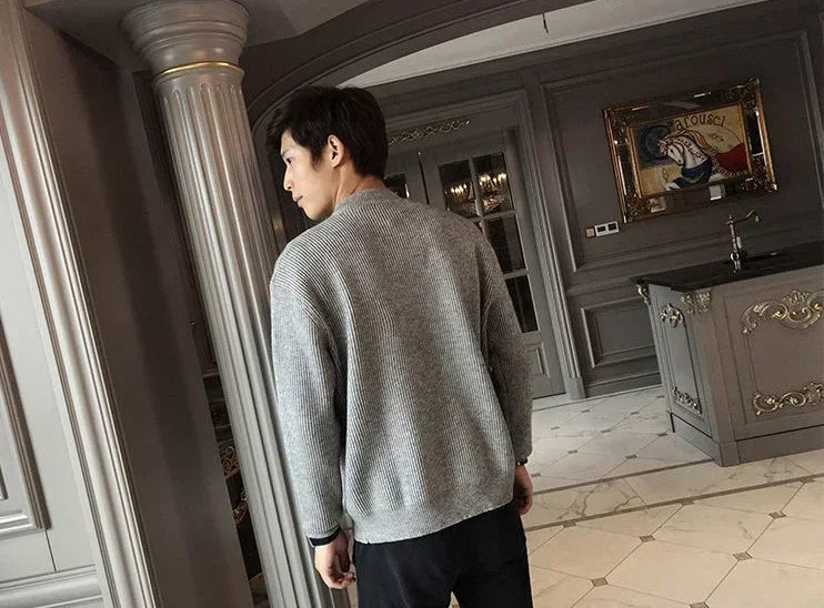 Man Clothes Coat Zipper Plain Knitted Sweaters for Men Jacket Zip up Cardigan