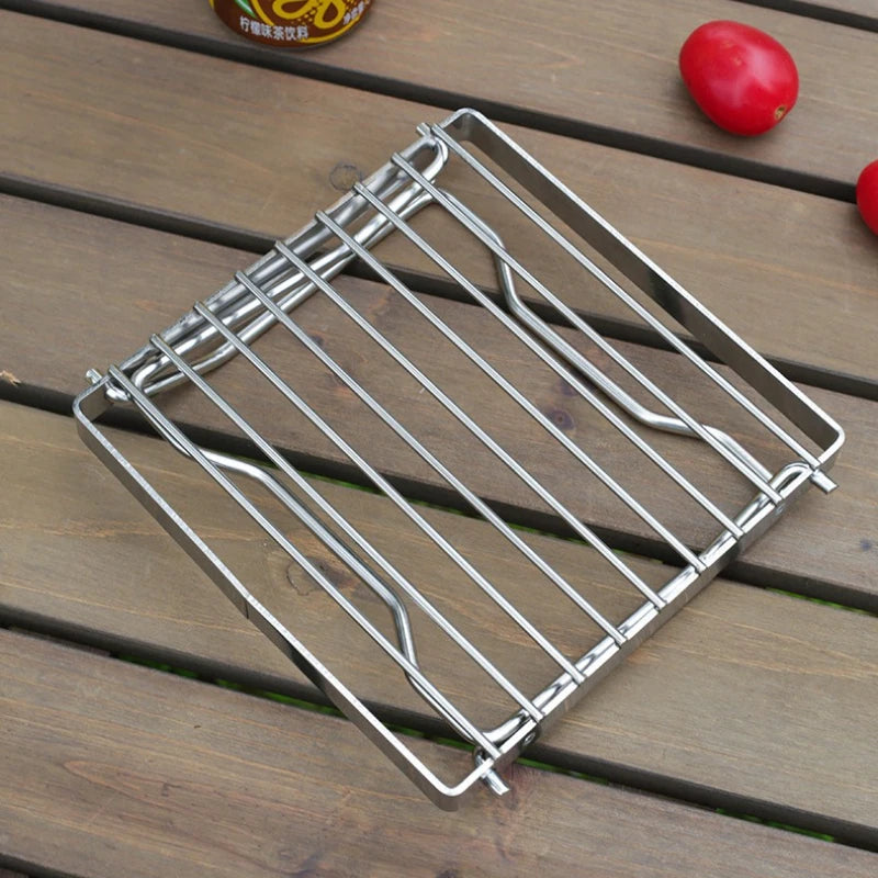 Outdoor Stainless Steel Camping Stove Holder Portable Folding Mini Barbecue Rack