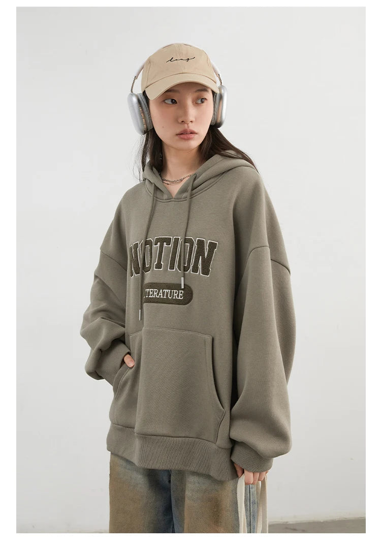 Chic VEN Women Sweatshirts Loose Casual Oversized Hooded Letter Patch Hoodie Female Fleece Woman Top
