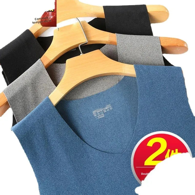 Heren thermisch dubbelzijdig fleece verdikt vest herfst winter naadloos warm