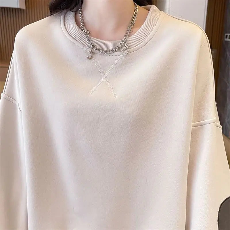 Western Design Round Neck Pullover Thin Sweatshirt for Women Korean Style Loose and Versatile