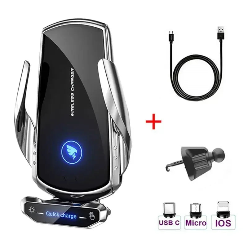 Draadloze oplader auto telefoonhouder standaard 15W snellaadstation voor iPhone