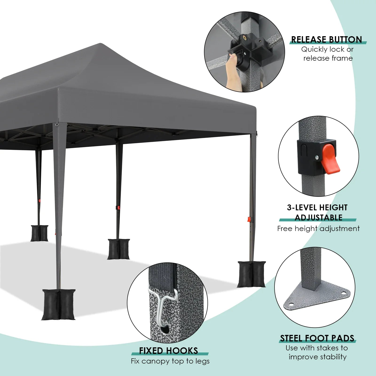 Pavilion Popup Gazebo 3x6m Waterproof Folding Gazebo Tent Party Tent with 4 Side