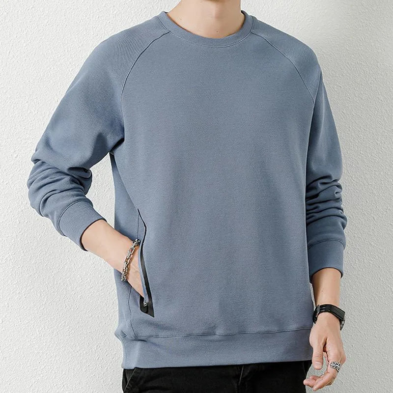 Spring and Autumn Fashion Korean Edition Solid Round Neck Loose Versatile and