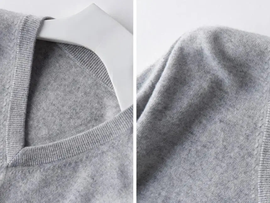 Classic Pullover V Neck Sweater Men Autumn Winter Cashmere Cotton Blend Warm Jumper Clothes Pull