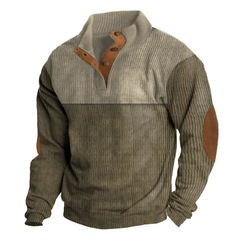 Men s Outdoor Jacket 3D Digital Print Casual Collar Long Sleeve Four Button Sweatshirt Loose Fit