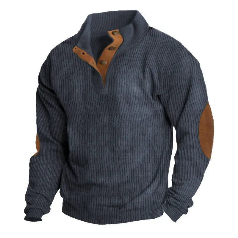 Men s Outdoor Jacket 3D Digital Print Casual Collar Long Sleeve Four Button Sweatshirt Loose Fit