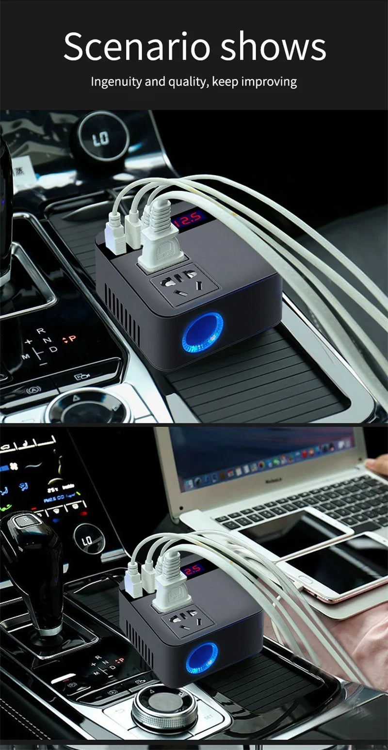 Car Inverter 150w Peak Dc12v 24V to 110v 220v LED Display Sockets Power Inverter
