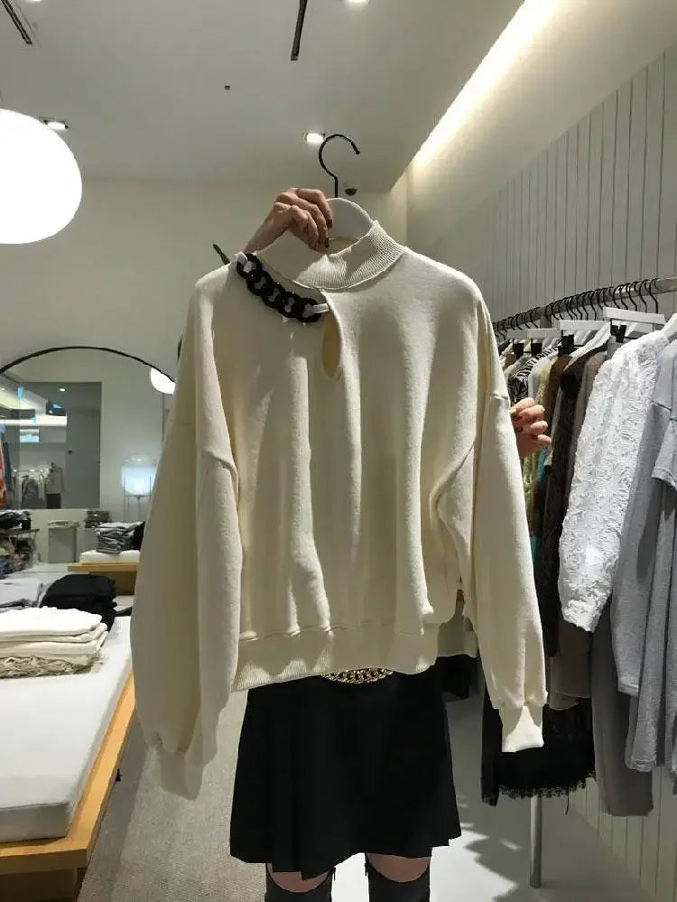 Loose Hollow Thin Sweatshirt Slim and Versatile Tops Ins Trendy