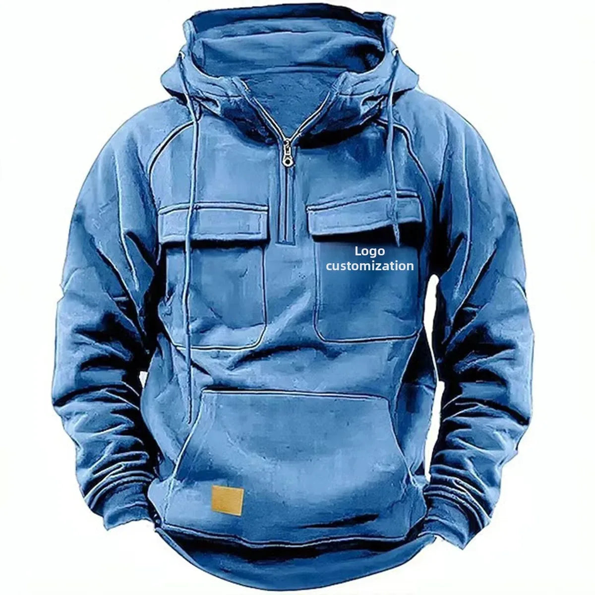 Men s Hoodie Sweatshirt Autumn Winter European Size Multi Pocket Customizable