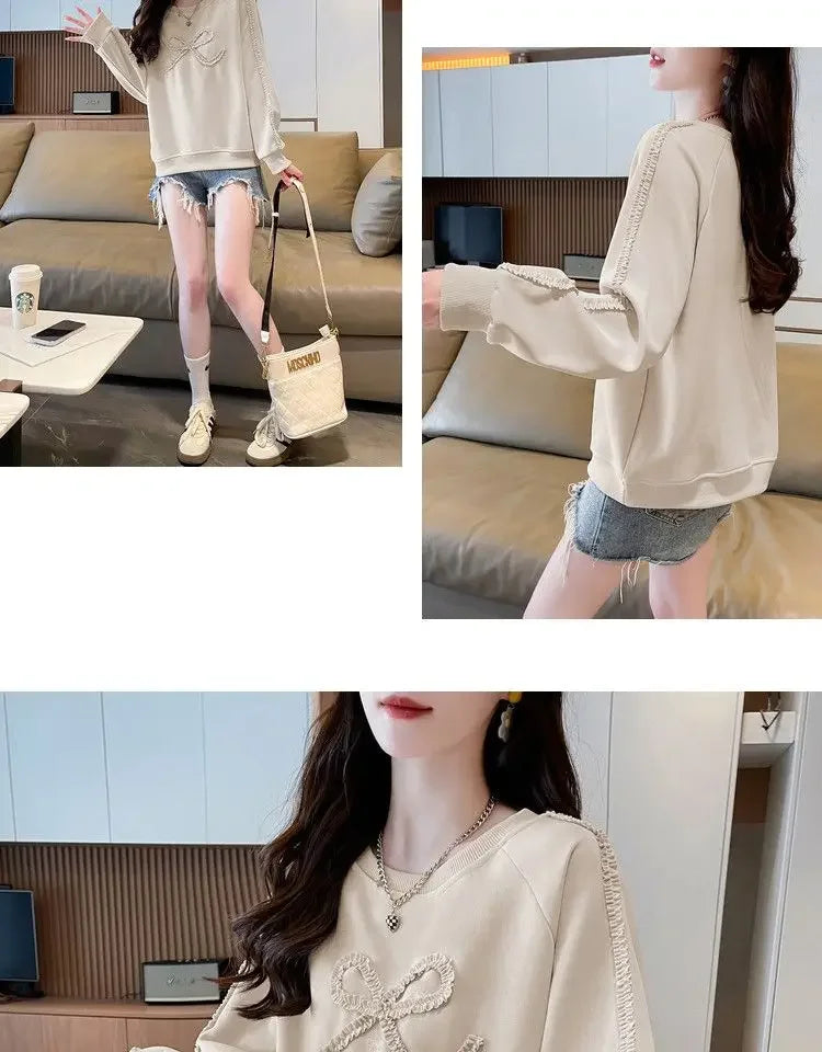 Dames Sweatshirt Los Groot Maat Ontwerp Eenvoudig Leeftijdsverminderend Afslankend Vleesbedekkende Trui Lang