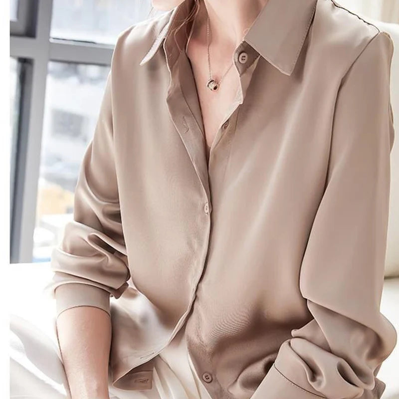 Temperament Vlek Blouses voor Vrouwen Knoopjes Lange Mouwen Dames Kantoor