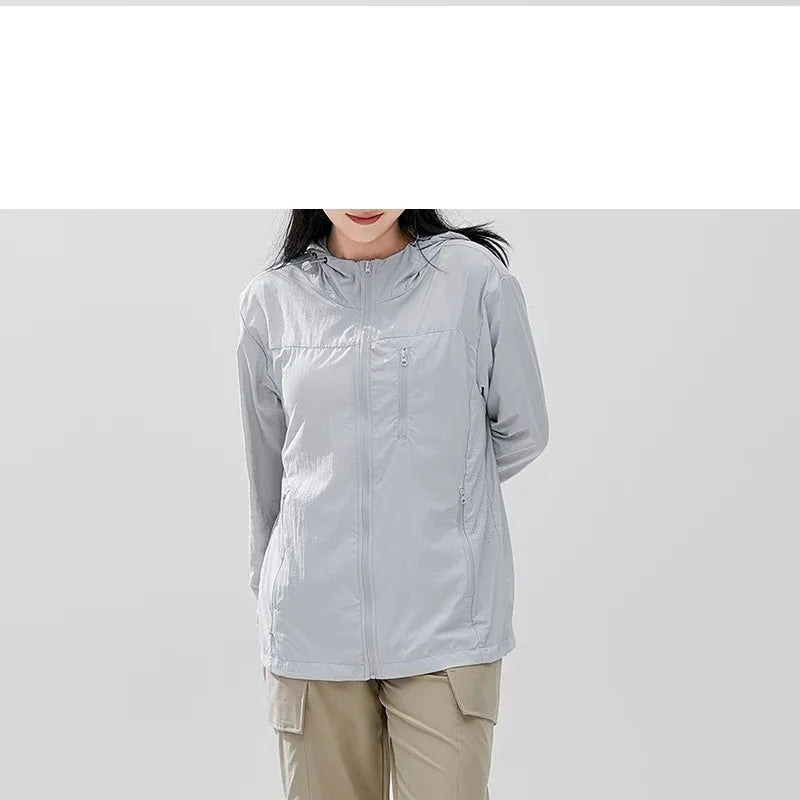 Lente Zomer Dames Effen Capuchon Rits Zakken Lantaarn Lange Mouw Cardigan