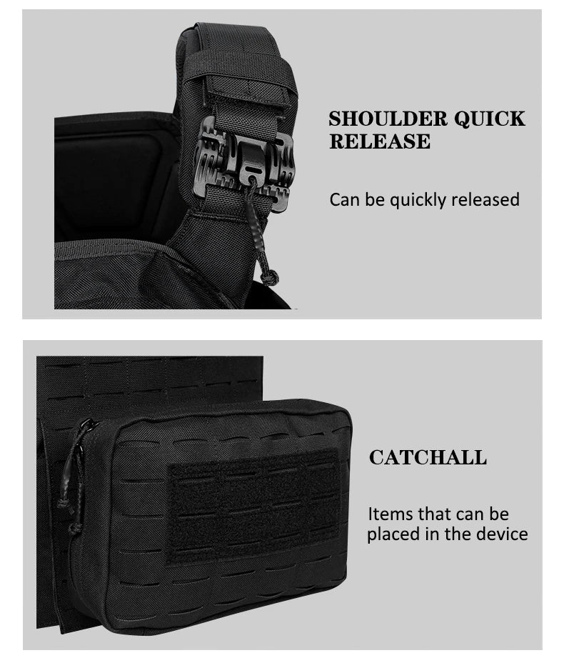 Tactical Plate Carrier Quick Release Fast Adjust Cummerbund Laser Cut Vest