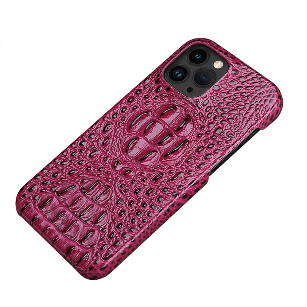 Leren telefoonhoesje voor iPhone 15 Pro Max hoesje met 3D krokodillenpatroon
