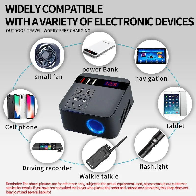 Car Inverter 150w Peak Dc12v 24V to 110v 220v LED Display Sockets Power Inverter