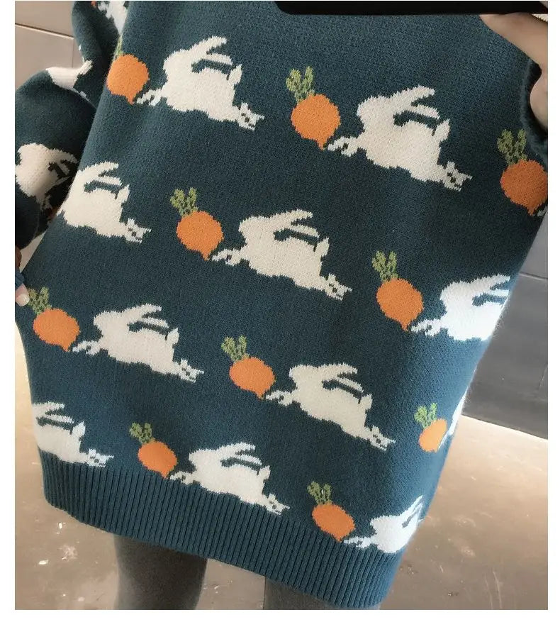 Retro Medium to Long Length Outerwear Fashionable Versatile Women s Sweater Wide Elastic Knitted
