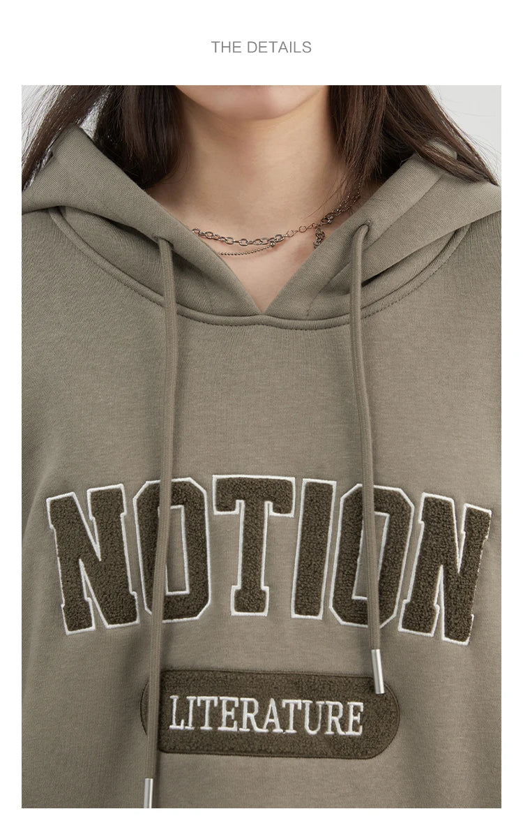 Chic VEN Women Sweatshirts Loose Casual Oversized Hooded Letter Patch Hoodie Female Fleece Woman Top