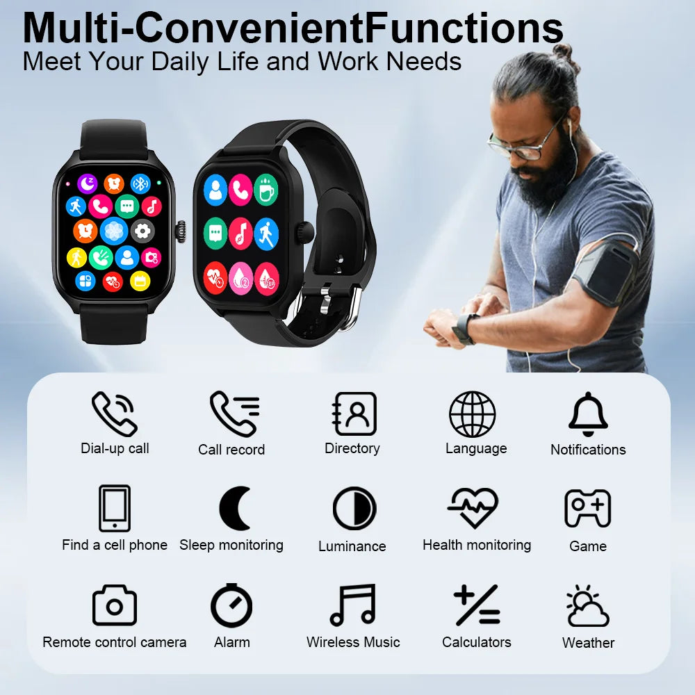Laxasfit H9 Smart Watch Bellen Oproepen Beantwoorden Oefeningen Tracken Hartslag