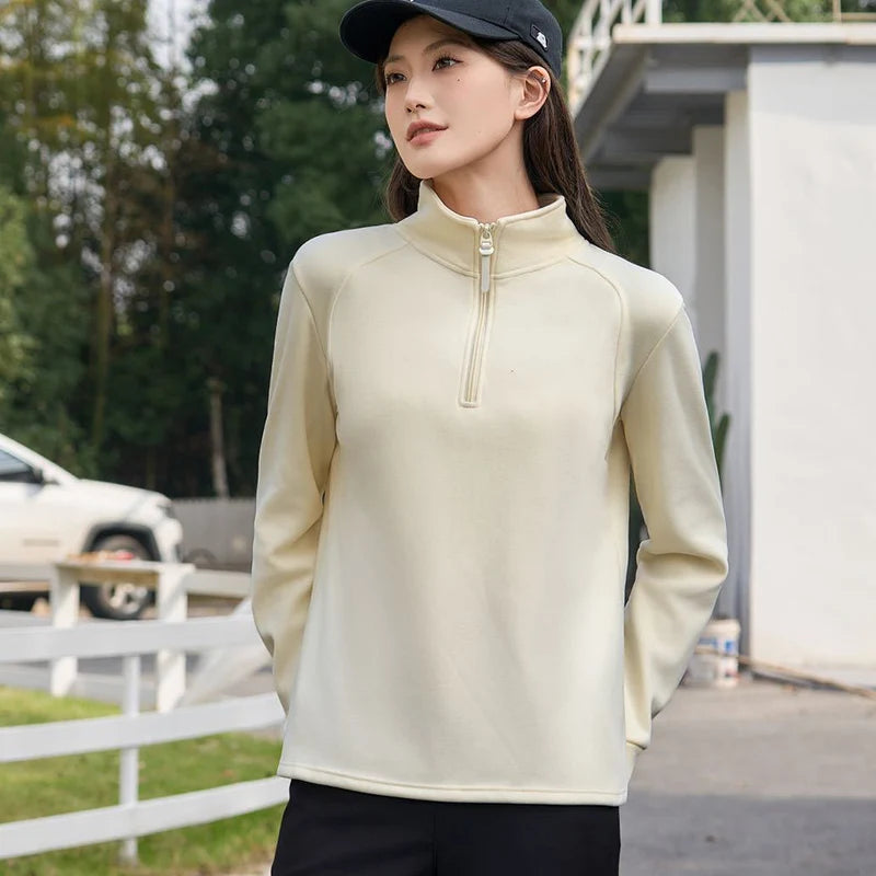 Dames Kwart Rits Pullover Herfst Winter Opstaande Kraag Sweatshirt voor