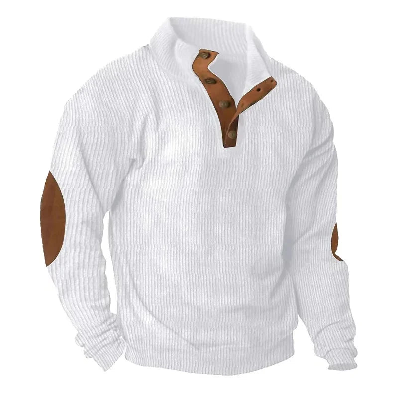 Men s Outdoor Jacket 3D Digital Print Casual Collar Long Sleeve Four Button Sweatshirt Loose Fit