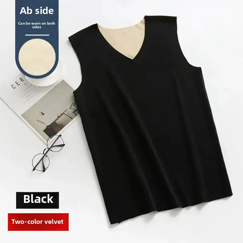 Heren thermisch dubbelzijdig fleece verdikt vest herfst winter naadloos warm
