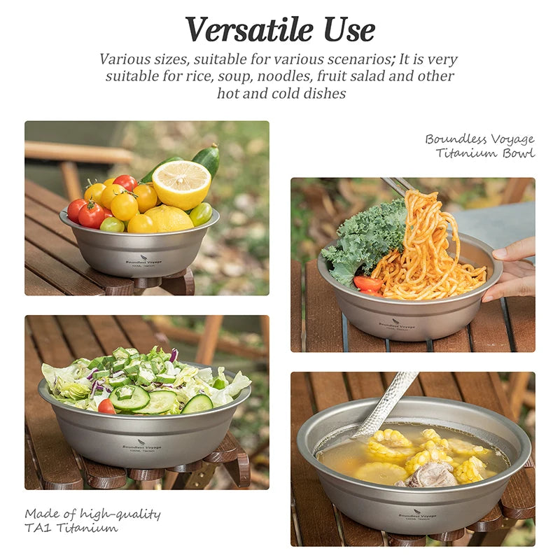 Boundless Voyage Titanium Bowl Rice Soup Salad Serving Bowl Ultralight Outdoor