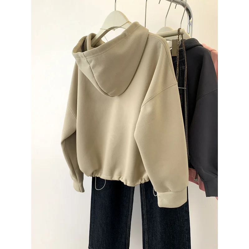 American Retro Hooded Sweatshirt Women in Spring and Autumn Design Feel Loose and Lazy Versatile Top