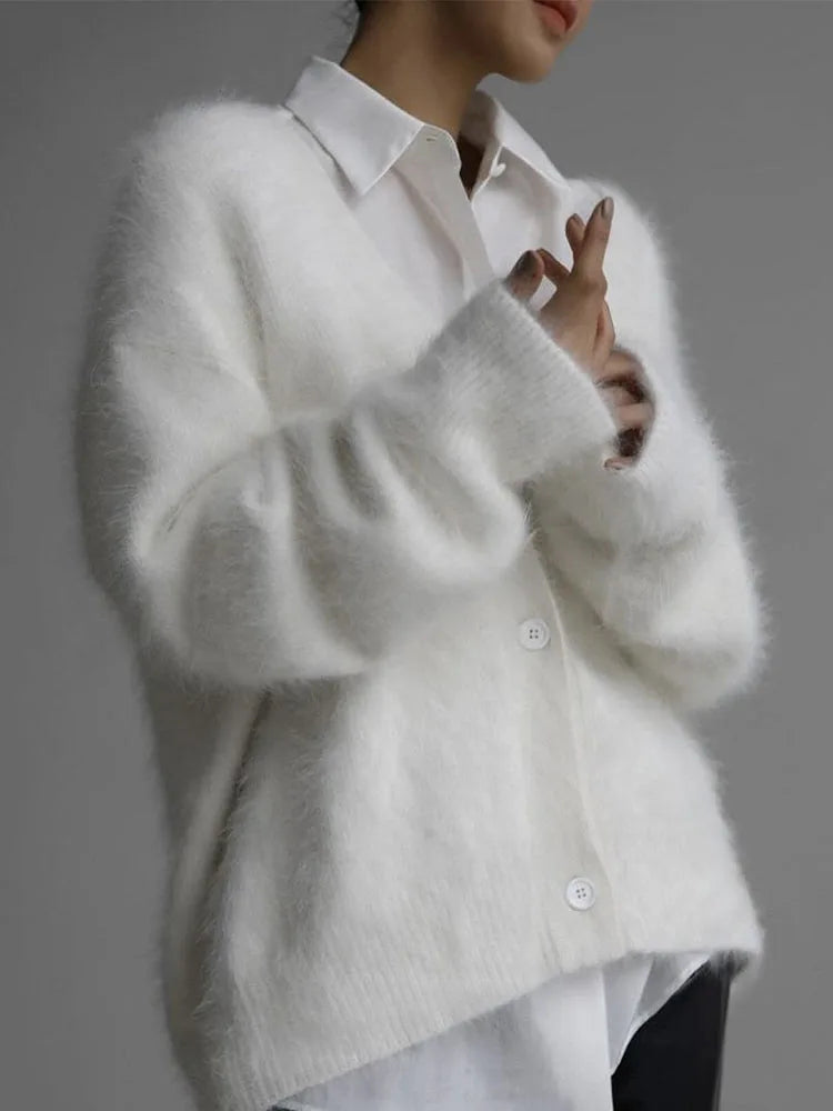 Женский вязаный кардиган Talenza из толстой кашемировой шерсти, шикарный однобортный с V-образным вырезом