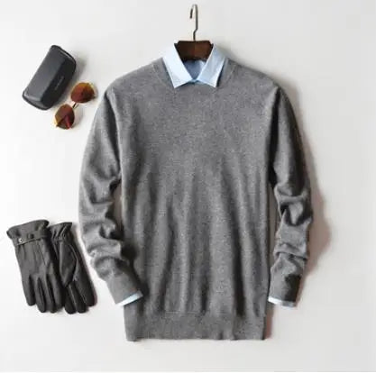 Classic Pullover V Neck Sweater Men Autumn Winter Cashmere Cotton Blend Warm Jumper Clothes Pull