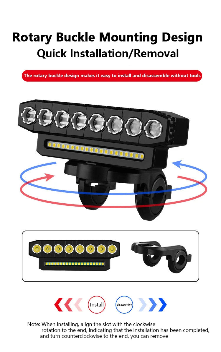 5 8 LED Fiets Koplamp USB Oplaadbaar 130dB Fietshoorn Gemakkelijk te gebruiken