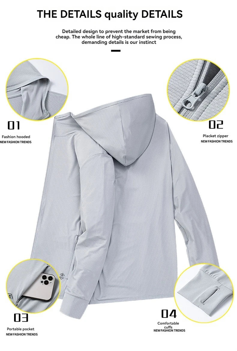 Ademende Ice Silk-zonnebrandkleding voor heren en dames, UV-bestendig, buitensporten