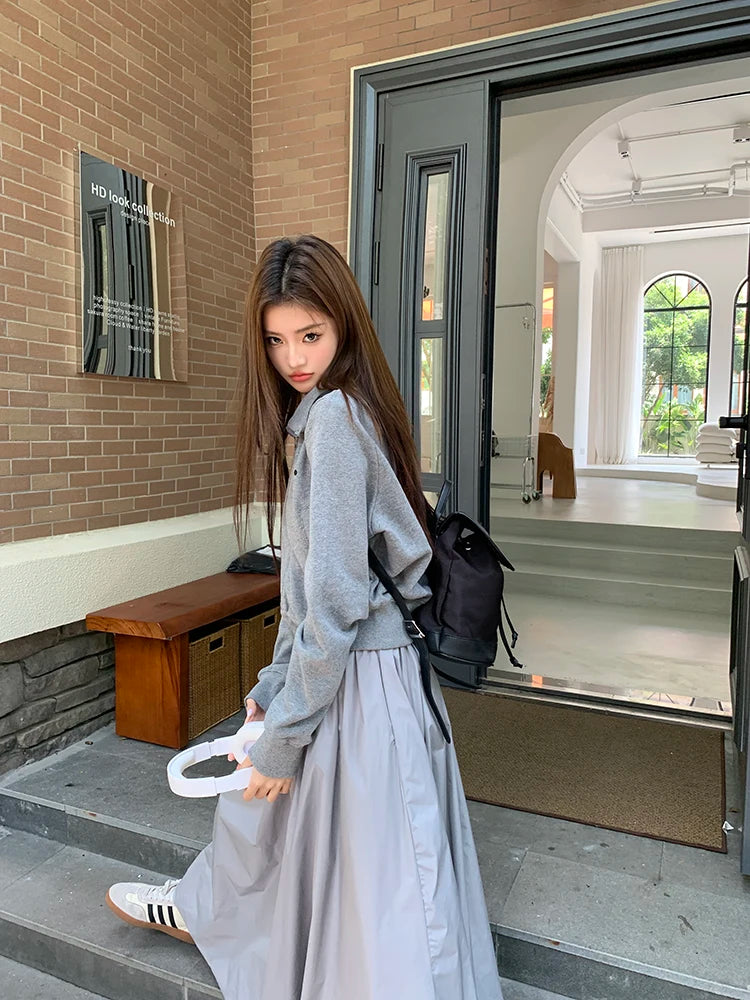 Coltruien voor dames, effen ritsontwerp, chique Koreaanse stijl, eenvoudig