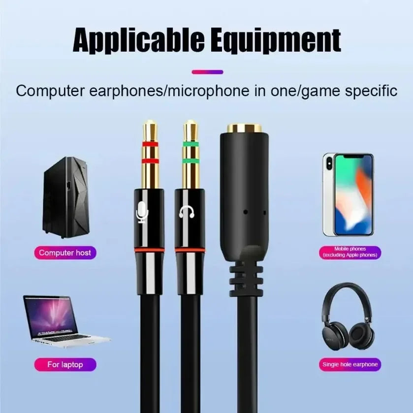 Hoofdtelefoon-microfoon-audioconverter-splitter voor computer 3,5 mm vrouwelijk naar