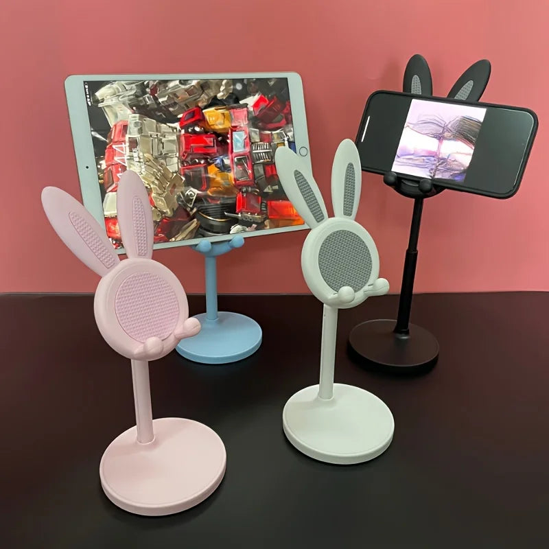 Schattige cartoon konijn telefoonstandaard verstelbaar en compatibel met iPhone, Kindle