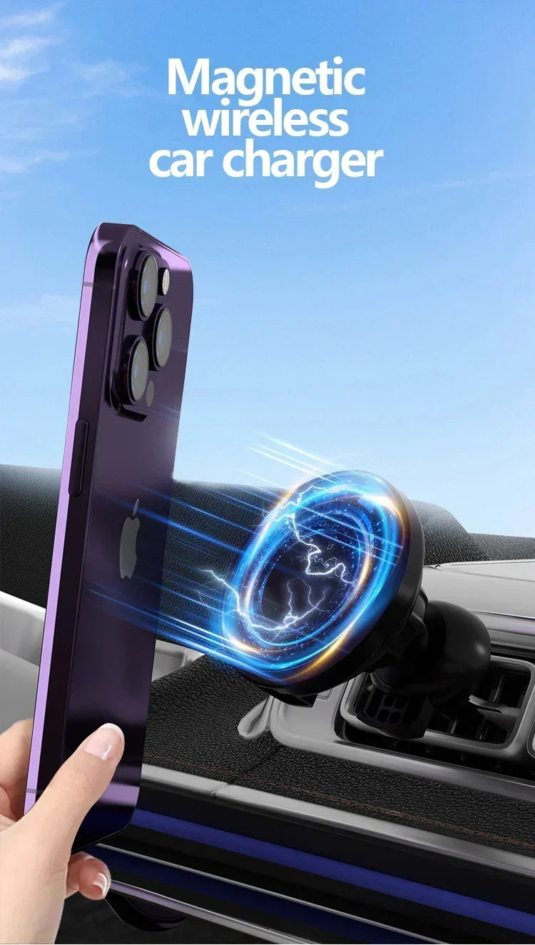 Magnetische auto mobiele telefoonhouder, draadloze oplader voor iPhone 15, 14, 13 en 12