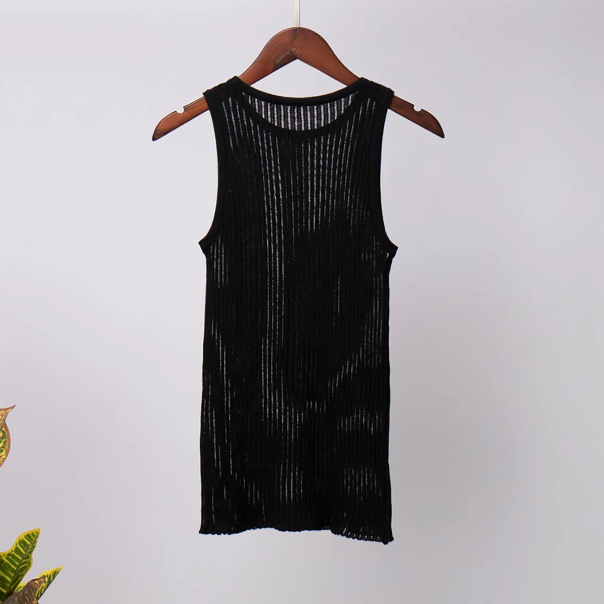 Bornladies Fashion Witte Wol Doorschijnende Dames Tanks Tops Outfit Mouwloos