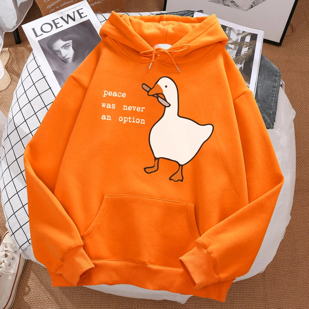 Peace Was Never An Option Printed Sweatshirt Men Street Oversize Autumn Hooded