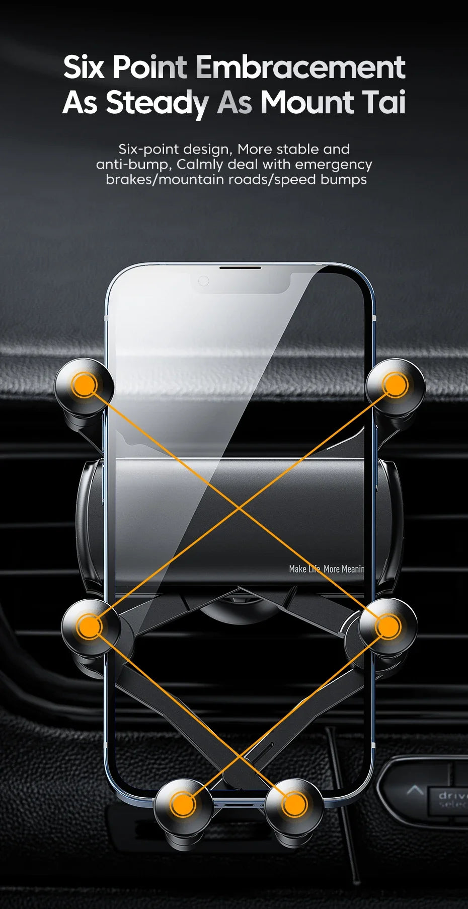 Universele 6-punts stevige opvouwbare autotelefoonhouder Gravity autohouder voor telefoon in