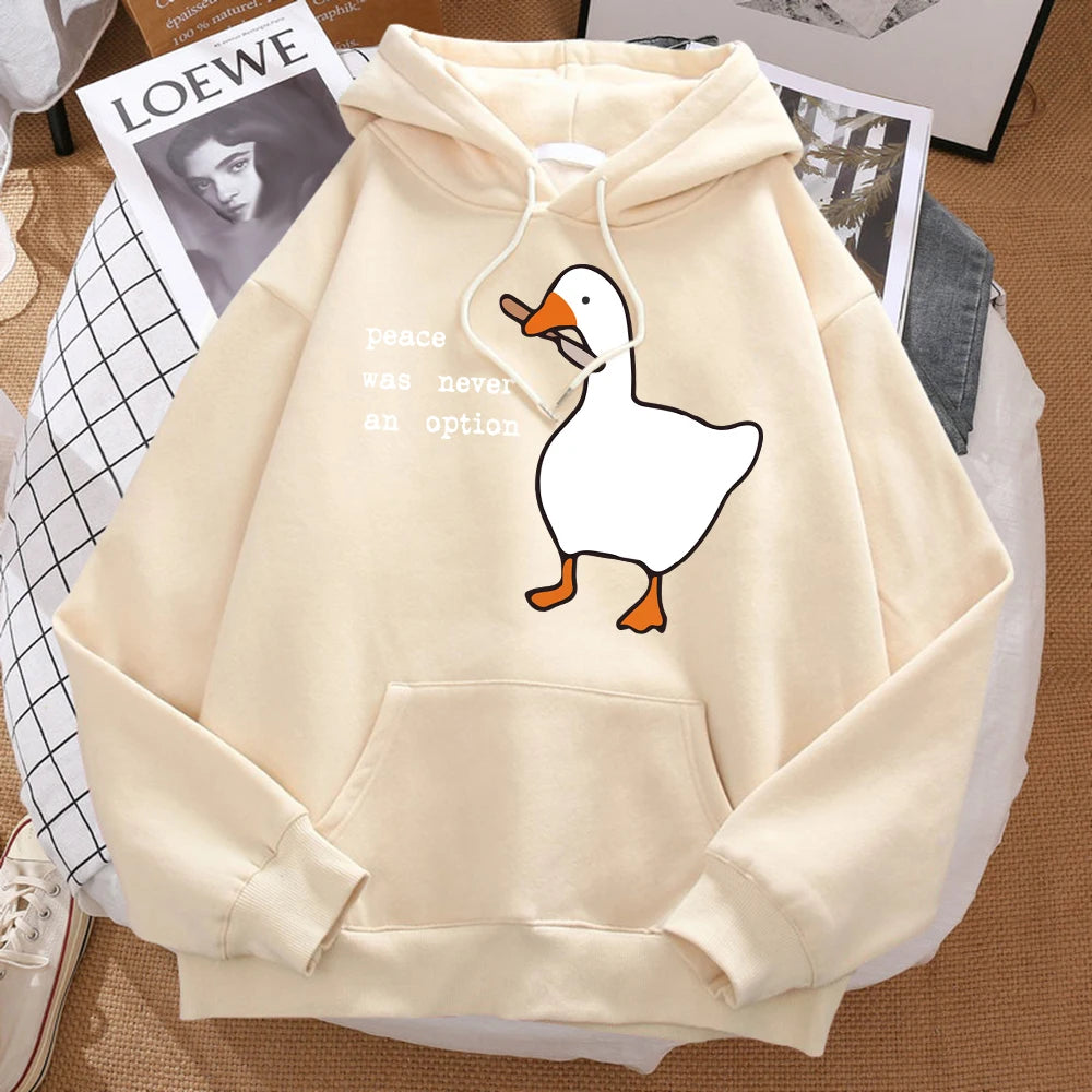 Peace Was Never An Option Printed Sweatshirt Men Street Oversize Autumn Hooded