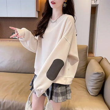 Western Design Round Neck Pullover Thin Sweatshirt for Women Korean Style Loose and Versatile