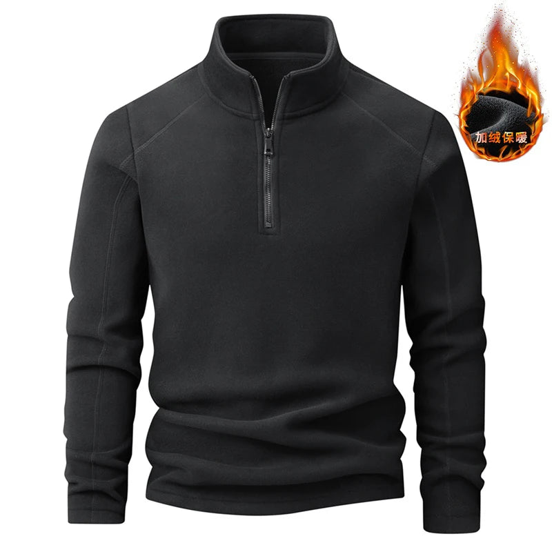 Plus Velvet Sweater Men s L 9XL Large Size Winter Polar Fleece Stand up Collar Half zipper Long