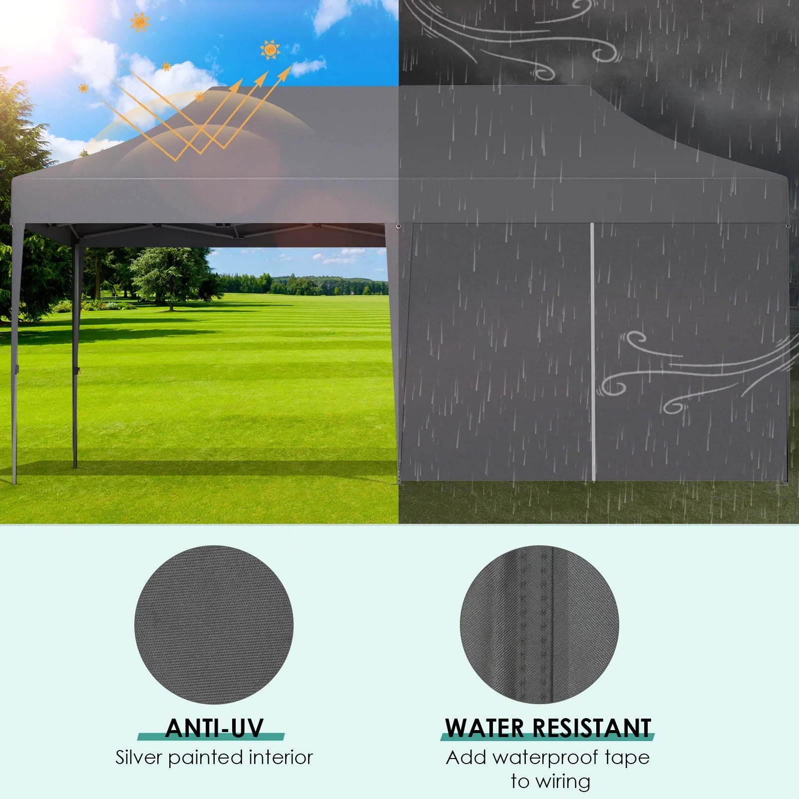 Pavilion Popup Gazebo 3x6m Waterproof Folding Gazebo Tent Party Tent with 4 Side