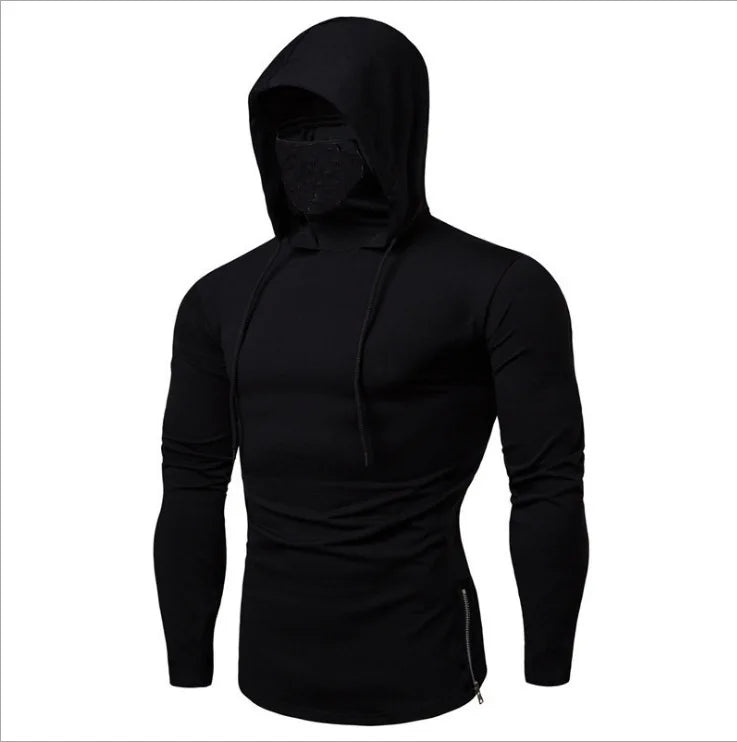 Embroidery Turtleneck Sweatshirt For Men Japanese Ninja Hoodies Autumn Hip Hop